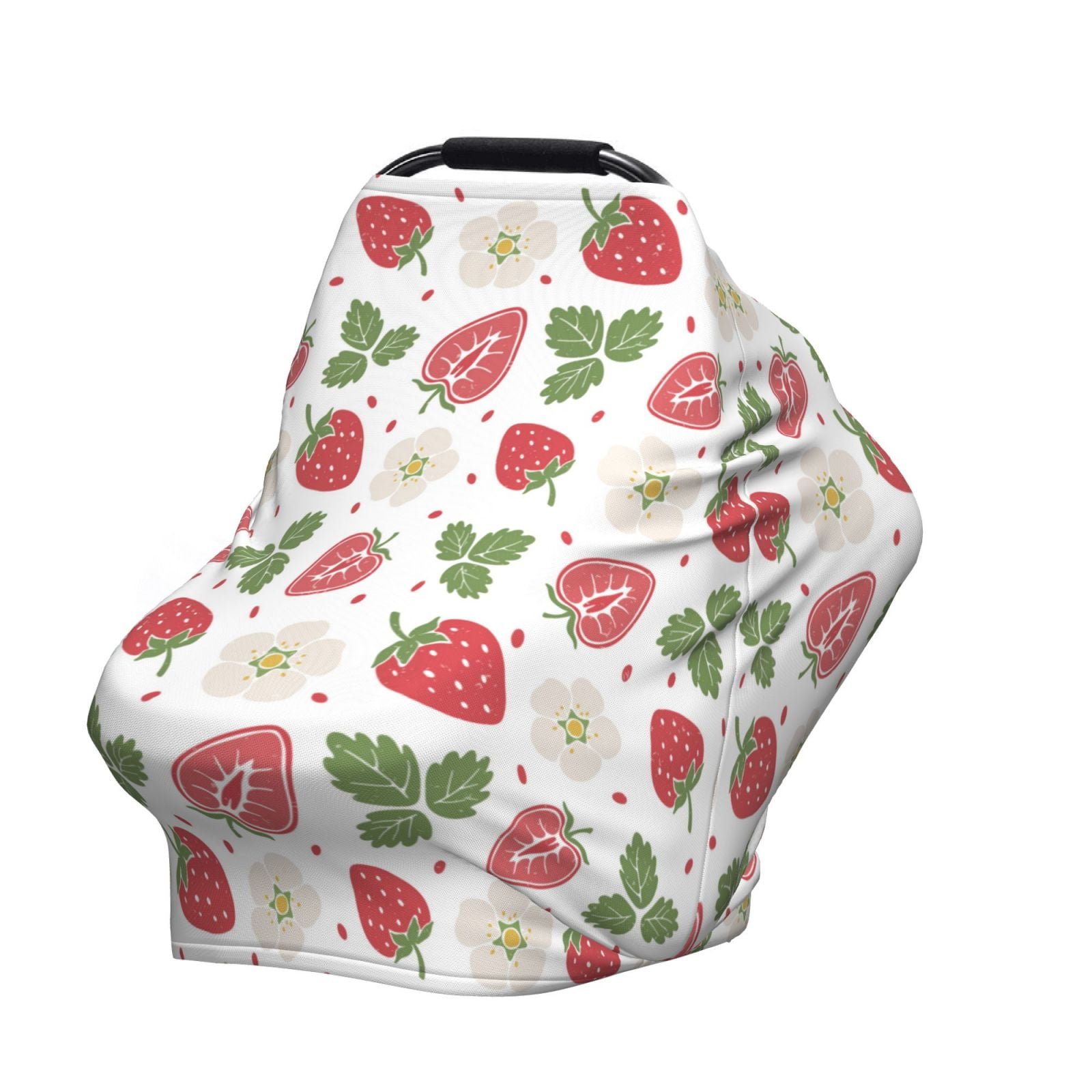 Fotbe Strawberry Pattern Car Seat Covers for Babies, Nursing Breastfeeding Cover Infant Carseat Canopy, Soft Stretchy Carrier Cover