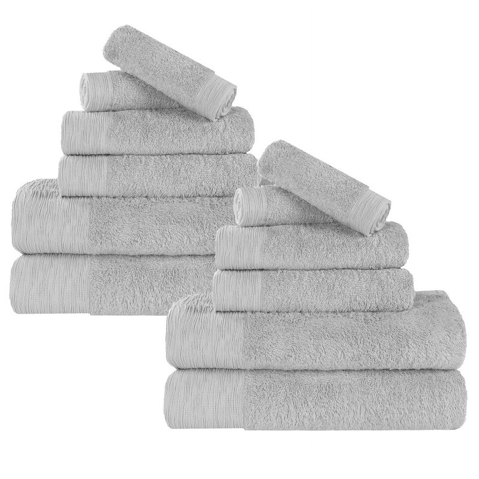 Superior Rayon From Bamboo Soft 12-Piece Towel Set, Cotton Blend Modern Towels, Platinum