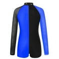 thumbnail image 4 of iEFiEL Girls Contrast Color Long Mesh Sleeve Gymnastic Leotard Ballet Dance Training Jumpsuit, 4 of 6