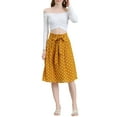 thumbnail image 3 of Allegra K Women's Belted Elastic Waist Vintage A-Line Midi Skirt, 3 of 7