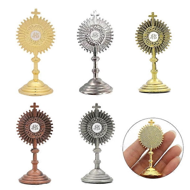 Catholic Christian Communion Statue Gold Jesus Hominum Salvator Home Office Table Decoration Cross Figurine Religion Gift