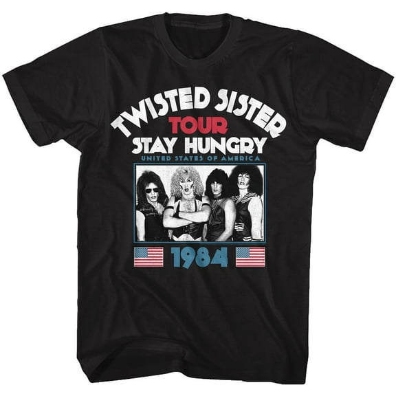 Twisted Sister STAY HUNGRY 1984-Front Print-Black Adult Short Sleeves T-Shirt