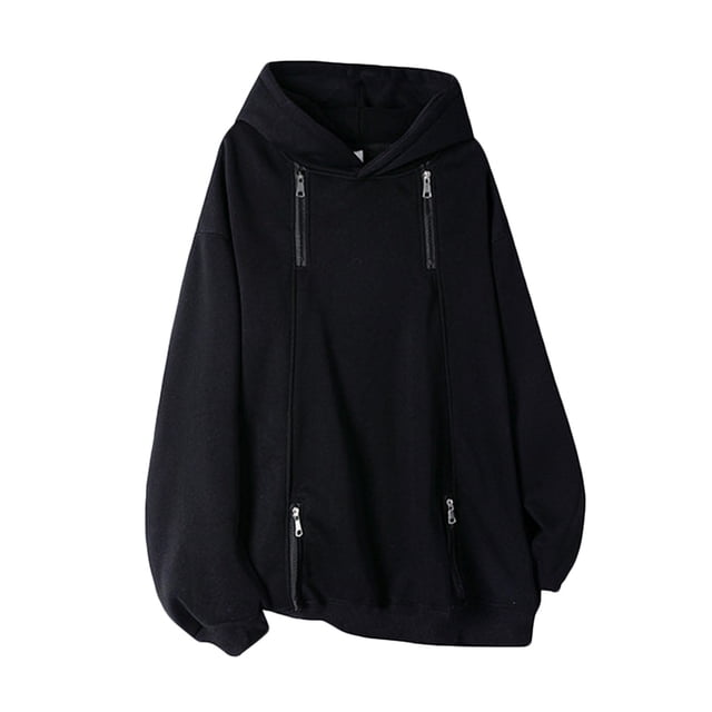 Sudadera con capucha para hombre, informal, a la moda, lisa, con cremallera, de manga larga, con bolsillo, de poliéster
