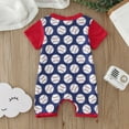 thumbnail image 7 of Party Jumpsuit for Baby 𝐍ewborn Boys Girls Pullover Romper Short Sleeve Cartoon Baseball Prints Bodysuits, 7 of 7