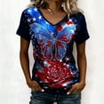thumbnail image 4 of LINGLANG Glitter 4th of July Shirts for Women, Sparkly Rhinestone Patriotic American Flag Shirt V Neck, Summer Casual July 4th Graphic Tee Tops, 4 of 6