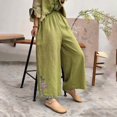 thumbnail image 2 of Pantalons Cargo pour Femmes avec Poches Style Brodé Doux Rétro Pantalons Jambes Larges Pantalons Grande Taille Femmes Vert TG, 2 of 4