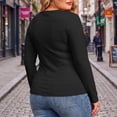 thumbnail image 5 of Lirrtw Women's Plus Size Long Sleeve Shirts Slim Fit V Neck Thermal Tight Tees Solid Color Basic Undershirt Fall Winter Base Layer(Black,X-Large), 5 of 7