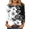 thumbnail image 3 of DDAPJ pyju Womens Tops 3/4 Sleeve Shirts Round Neck Loose Casual Blouses Floral Print Tshirts Multicolor XXL, 3 of 6