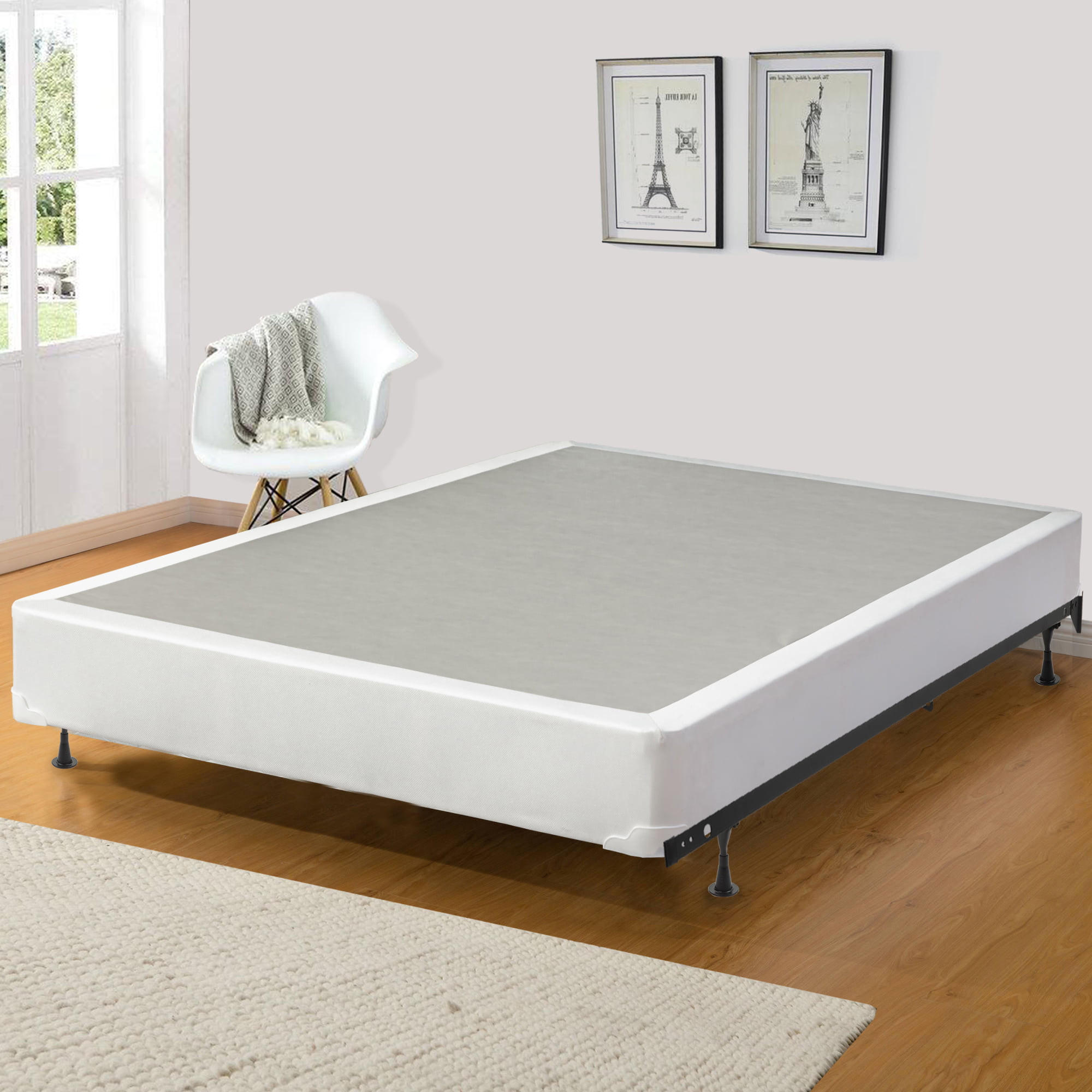 7.5" Full Size Box Spring Metal Bed Mattress Foundation Folding Bedroom Home New 