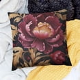 thumbnail image 2 of Creowell  Elegant Burgundy Floral Satin Square Throw Pillow Covers Chic Blossom Floral Drop Flowers Throw Pillow Cover Square Couch Pillow for Living Room Bedroom Silk Washable Pillowcase, 2 of 5