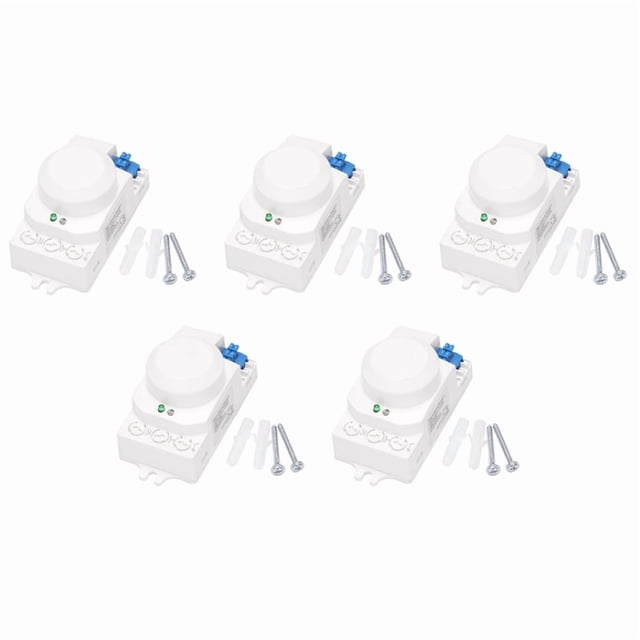 5X 5.8GHz HF System LED Microwave Motion Sensor Light Switch Body Motion Detector,5 x AC 220V Microwave Radar Sensor Switch,White