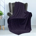 thumbnail image 4 of Oriental Soft Flannel Fleece Throw Blanket, Abstract Pattern of Arching Dots Floral Motifs Old Fashioned Feels, Cozy Plush for Indoor and Outdoor Use, 60" x 80", Dark Indigo Dark Khaki, by Ambesonne, 4 of 5