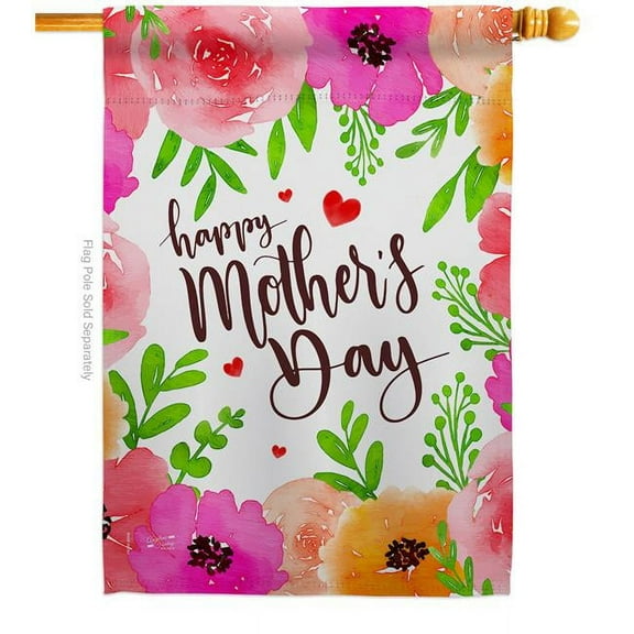 Angeleno Heritage  Colorful Happy Mothers Day Family Mother 28 x 40 in. Double-Sided Decorative Vertical House Flags for Decoration Banner Garden Yard Gift