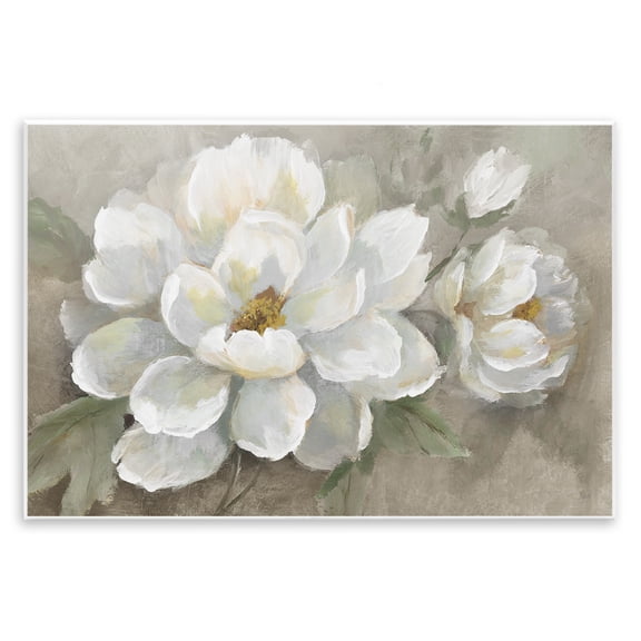 Stupell Industries Blooming Magnolias on Beige Floral Painting Unframed Art Print Wall Art, 15 x 10