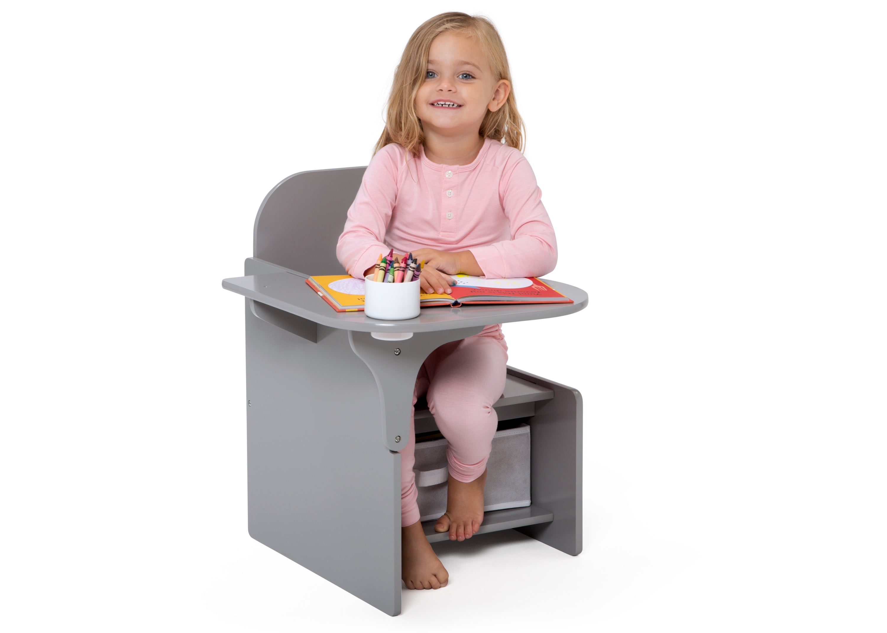 Delta Children Kids Wood Desk w/ Hutch and Chair - Grey