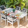 thumbnail image 2 of Gnomes Easter Table Cloths for 4 Foot Rectangle Tables, Eucalyptus Spring Floral Eggs Leaves Wooden Patio Waterproof Elastic Fitted Tablecloths, Washable Rectangular Table Cover for Camping, 2 of 8