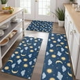 thumbnail image 2 of Dark Blue Sun Moon Cloud Star Pattern Kitchen Rugs Sets Of 3,Kitchen Runner Rugs Non Skid Washable,Decorative Kitchen Floor Mats for Kitchen,Sink,Laundry,17"x30"+ 17"x47" + 17"x59", 2 of 6