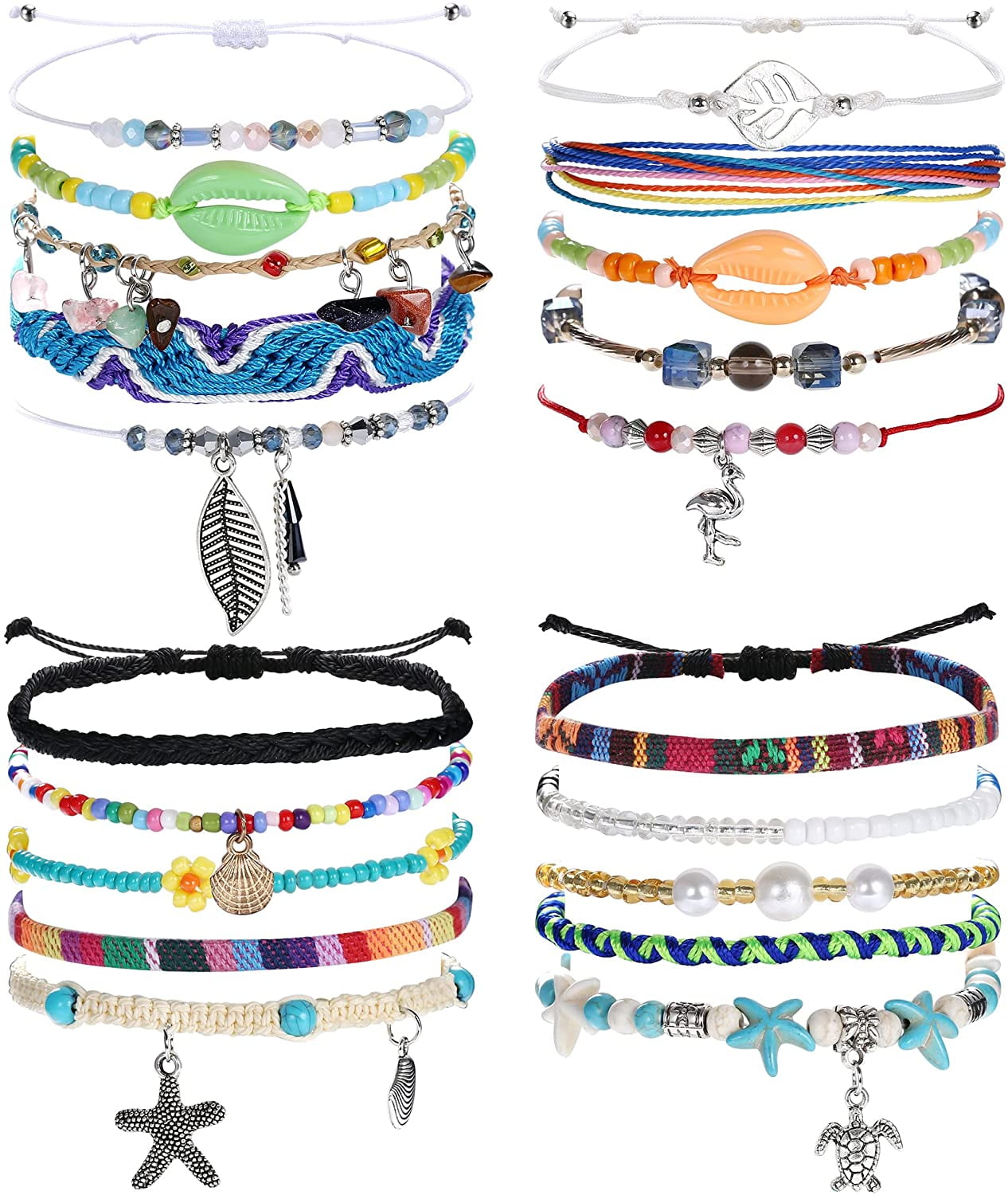 Jstyle 20PCS Ankle Bracelets Beach Anklet String Bracelet for Women