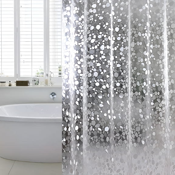 AUQ PEVA Waterproof Shower Curtain Liner,Heavy Duty 3D Pebble Pattern Design Thick Shower Curtain,72x72,12 Hooks