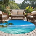thumbnail image 5 of Summer Beach Landscape Round Living Room Rugs 5 ft, Coastal Ocean Green Palm Tree Blue Wave Sky Washable Area Rug with Non-Slip Sturdy Edge Binding Round Carpet for Entryway Kitchen Bedroom Bathroom, 5 of 9