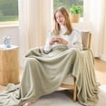 thumbnail image 4 of EMME Fluffy Soft Blanket Throw Size - 50"*60" Green Soft Fluffy Warm Throw Blankets for Couch, Sofa, Chair, Bed, Camping, Picnic, Travel Lightweight Bed Blanket, 4 of 6