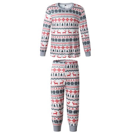 

Viworld Family Christmas Pajamas Casual Nightwear Family Set with Elk Tree Printing Nightclothes Long Sleeve Long Pants Autumn Sleepwear