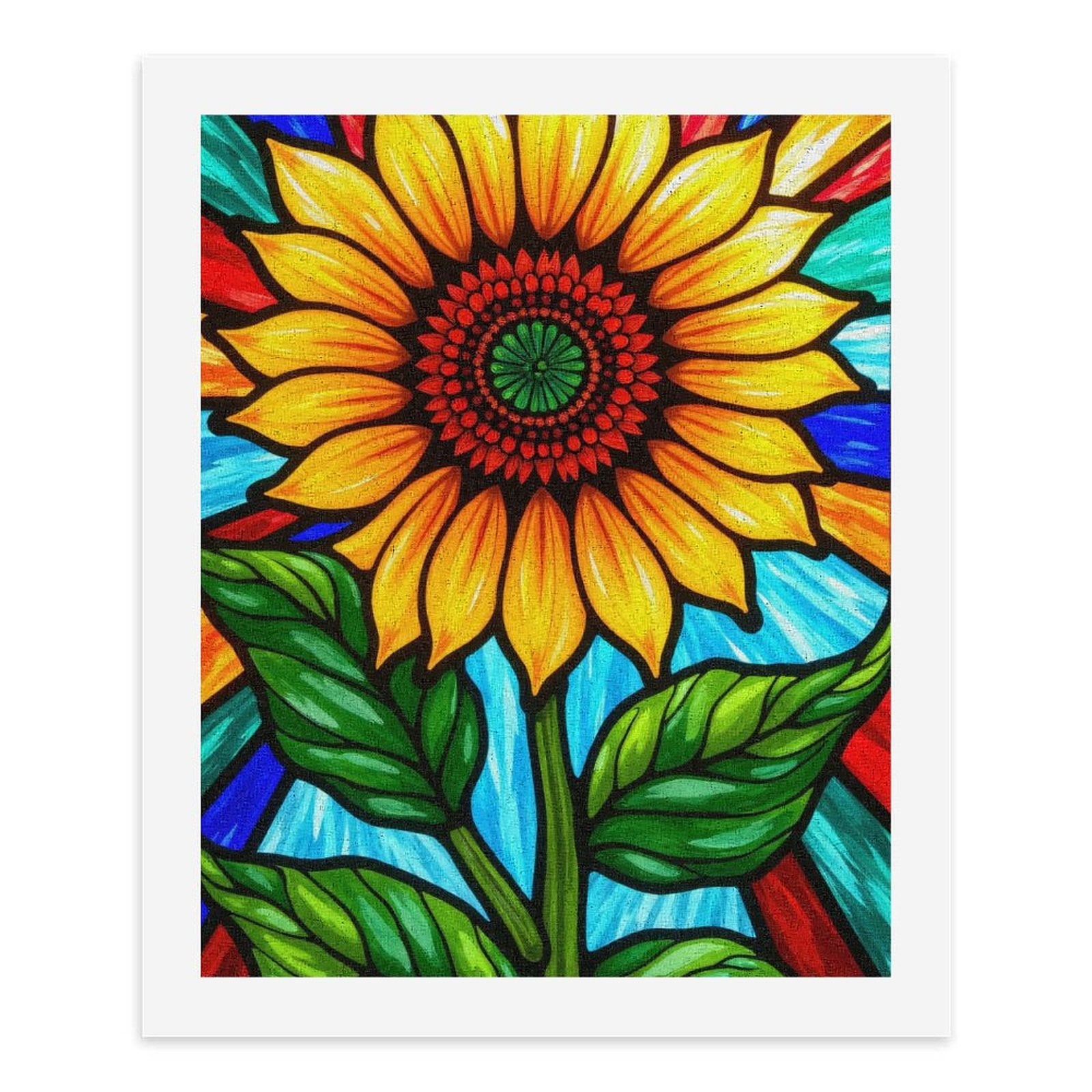 Paint by Numbers Kit for Adults, Sunflower Stained Glass Art Paint by Numbers, Easy Paint by Numbers Kit for Adults Beginner, DIY Adult Paint by Number Kits on Canvas, Home Decor
