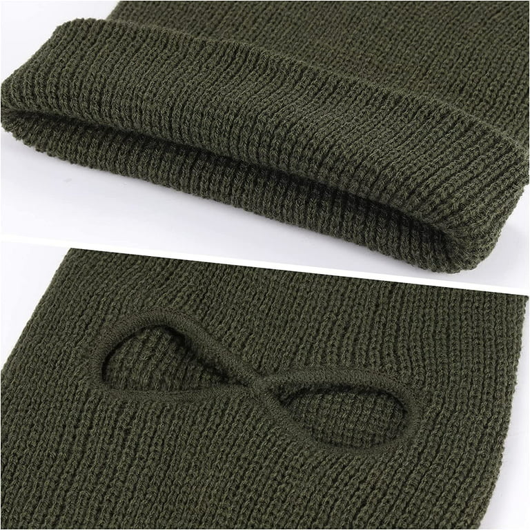 2 Pieces 2-Hole Ski Mask Knitted Full Face Cover Winter Balaclava Mask for  Outdoor Sports Cycling