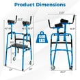 thumbnail image 3 of Costway Versatile Rolling Walker All Terrain Stand-Assist Walker with 2 Premium Wheels Navy, 3 of 10