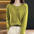 thumbnail image 2 of Cardigan en Tricot pour Femmes à Col Rond, Manches Longues, Couleur Unie, Veste pour l'Automne et le Printemps, 2 of 8