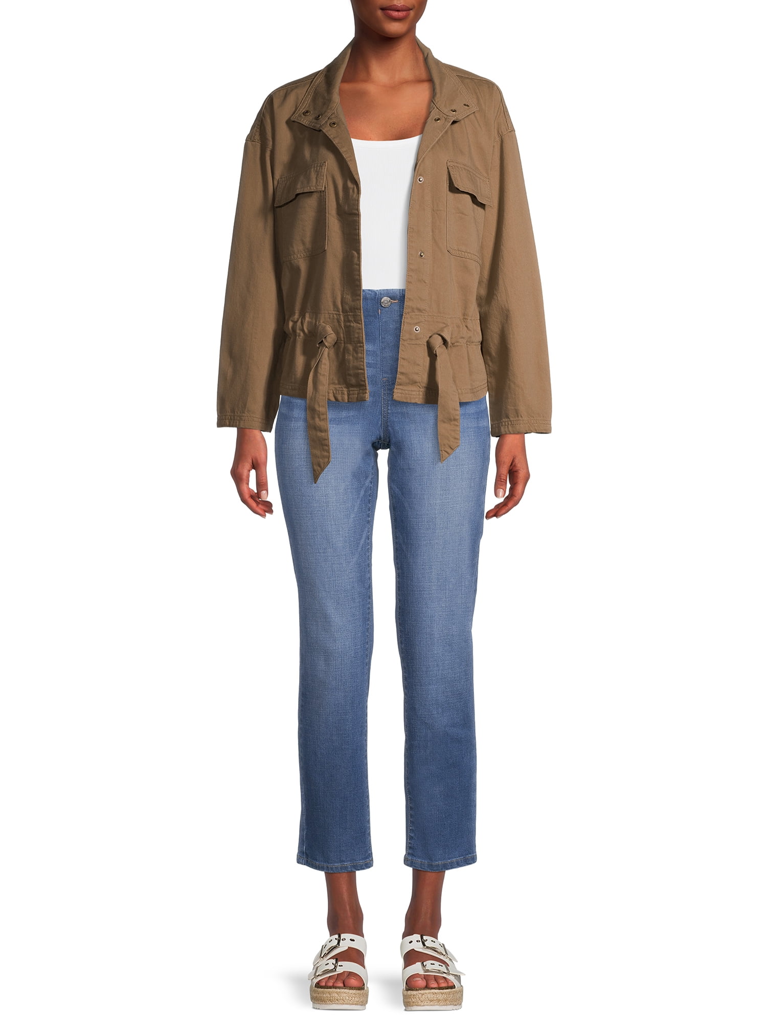 Time and Tru Women's Mid Rise Relaxed Straight Pull On Jeans