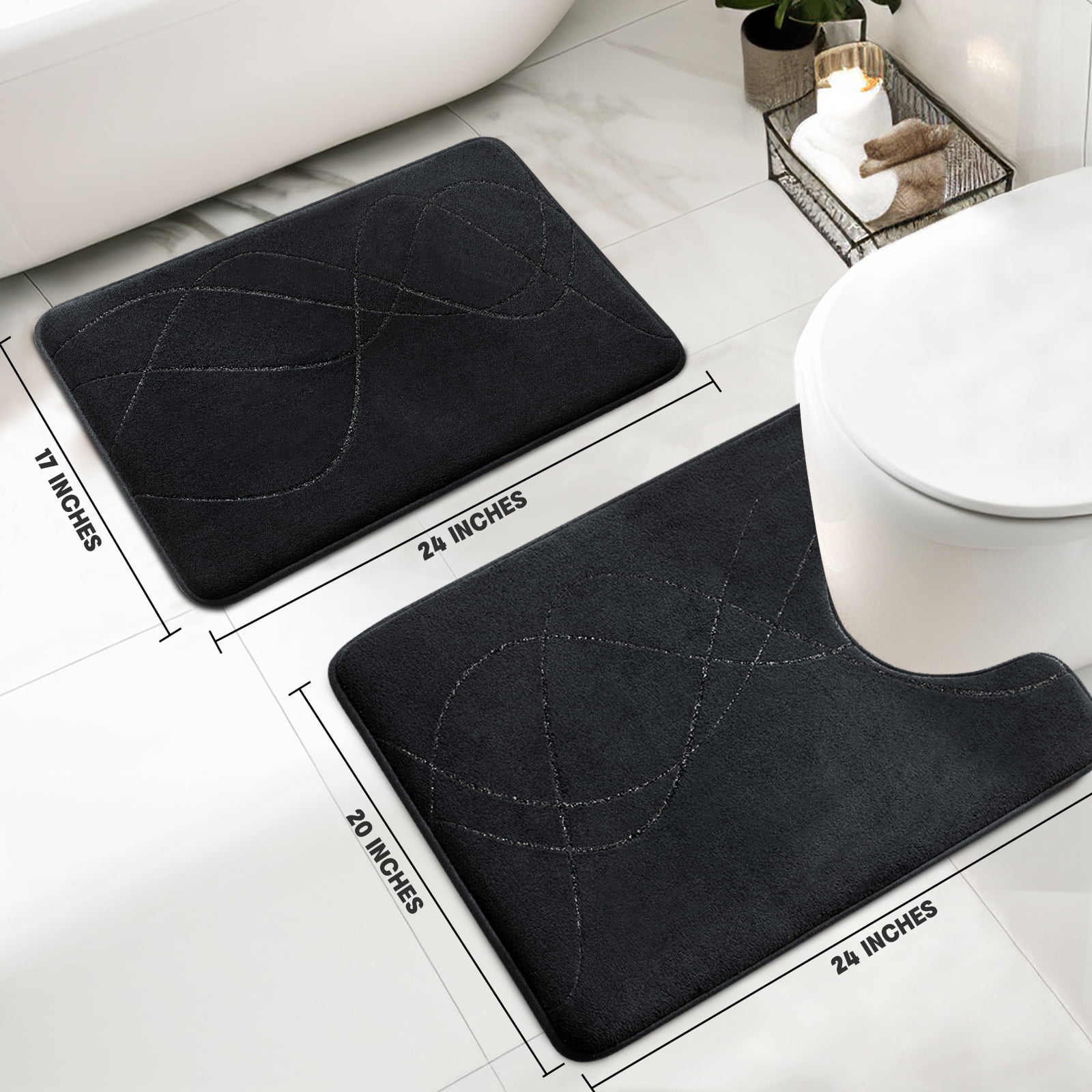 ChakmeOne Bathroom Rugs Sets 2 Piece Super Soft Absorbent Non Slip Bath Mat Sets for Tub ,Shower and Toilet