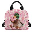 thumbnail image 2 of HUIACONG Aluminum Film Material Lunch Bag for Daily School Use, Waterproof Reusable Insulated Lunch Tote, Pink Camo Duck Donut, 2 of 10