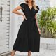 thumbnail image 3 of Vestido Vestido largo ajustado con dobladillo de encaje con lazo para mujer, atuendo diario de color sólido (negro XXL) Cgtredaw Negro T XXL para Mujer, 3 of 6