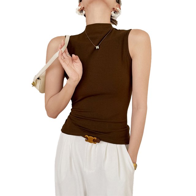 KYAIGUO Womens Sleeveless Tank Tops Summer Knit Slim Fitted Blouse Side Ruched Basic Tees Shirts S-3XL