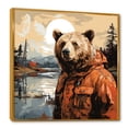 thumbnail image 2 of Designart "Orange Bear as a Countryside Detective" Animals Framed Wall Art - Traditional Orange Bear Entryway Framed Wall Art, 2 of 6