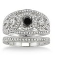 thumbnail image 2 of 2 Carat Black Diamond Trilogy set Ring on 10k White Gold, 2 of 2