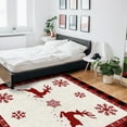 thumbnail image 5 of Christmas Reindeer Area Rug 4x6ft Snowflake Red Plaid Non-Slip Washable Square Rugs Soft Felt Indoor Floor Mat for Bedroom Kitchen Living Room Bathroom, 5 of 8