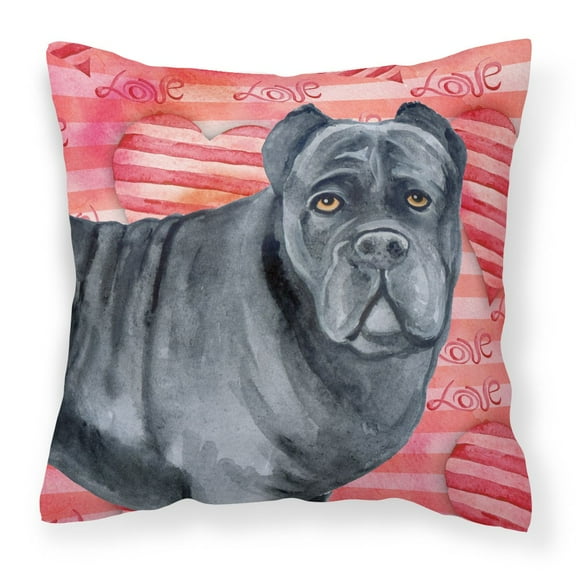 Carolines Treasures BB9781PW1414 Cane Corso Love Fabric Decorative Pillow 14Hx14W multicolor