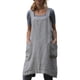 thumbnail image 1 of Delantal cuadrado para mujer, vestido de mezcla de algodón/lino con 2 bolsillos, para hornear, cocinar, jardinería, trabajos, 1 of 7