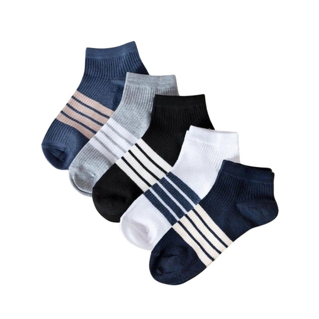 Set de Calcetines cortos MUYTU para hombre 5 pares colores lisos y rayas Unitalla