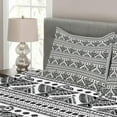 thumbnail image 3 of Ambesonne Black White Quilted Bedspread Set 3 Pcs, Eagle Prehistoric Art, King Size, Black White, 3 of 4