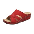 thumbnail image 2 of Viluyesy Women's Slide Sandals, Arch Support Soft Sole Open Toe Daily Casual Comfort Wedge Shoes Red 7.5, 2 of 7