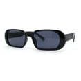 thumbnail image 2 of Womens Mod Oval Retro Narrow Rectangle Plastic Sunglasses All Black, 2 of 4