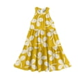 thumbnail image 5 of Abcomgle Girls Summer Dress Size 14-16 Casual Halter Neck Sleeveless Girls Dresses Floral Print A-line Sundresses Swing Beach Dresses 7-8 Years,Earthy Yellow, 5 of 7