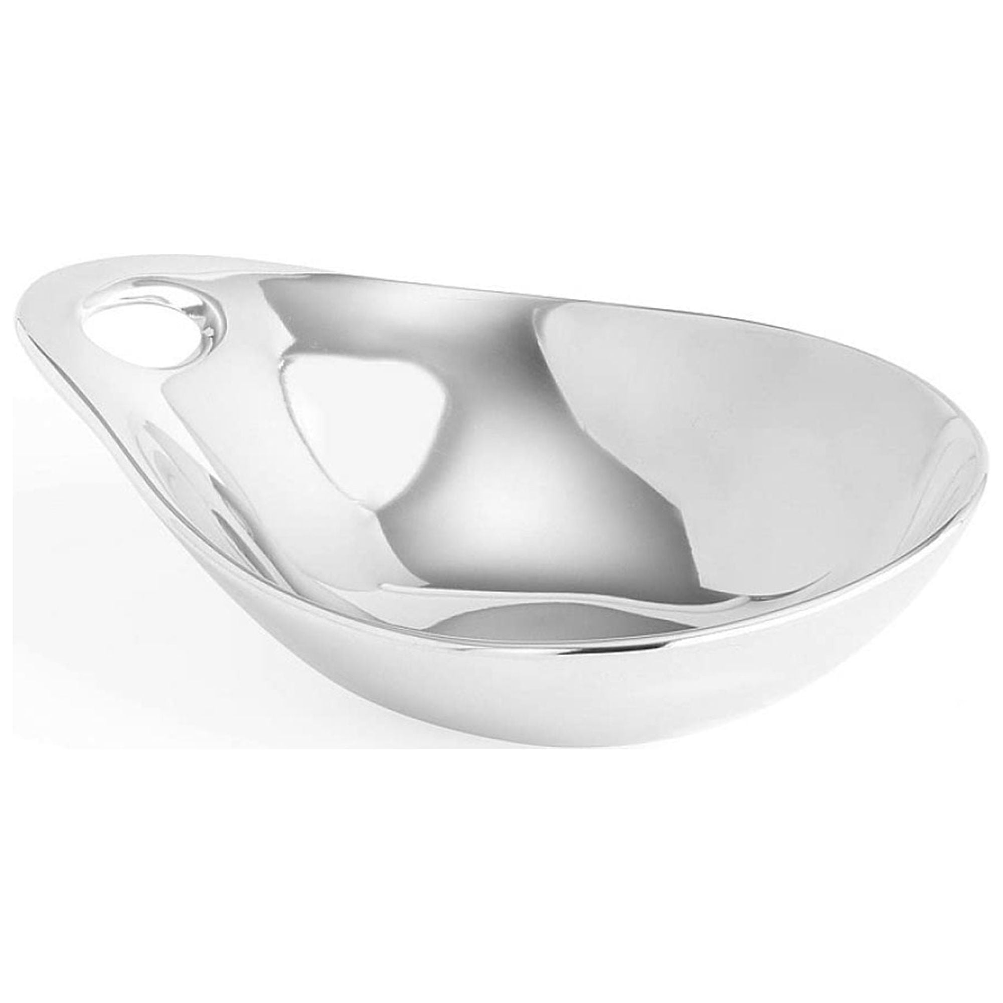 Nambe Curved Polished Metal Elegant Rim Tri Corner Serving Bowl 9