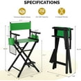 thumbnail image 3 of OmySalon Director's Chair 31" Height Folding Portable w/Storage Pouch & Footrest, Makeup Artist Chair for Salon, Events, Mobile, 250lb Capacity, Black Wood Frame & Olive Green Canvas Seat, 3 of 7