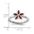 thumbnail image 2 of 925 Sterling Silver Bezel Polished Stackable Garnet Flower Ring Size 8 Stackable Ring for Women, 2 of 2