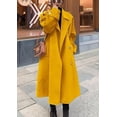 thumbnail image 3 of sicmoss Women's Yellow Double Breasted Wool Pea Coat Notch Lapel Midi Winter, 3 of 6