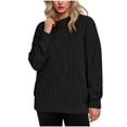 thumbnail image 2 of EGNMCR Chandail Col Rond Mode Femme Chandail Ample Couleurs Unies Chandail Manches Longues Chandail Col Rond Haut Femme polyester Haut, 2 of 5